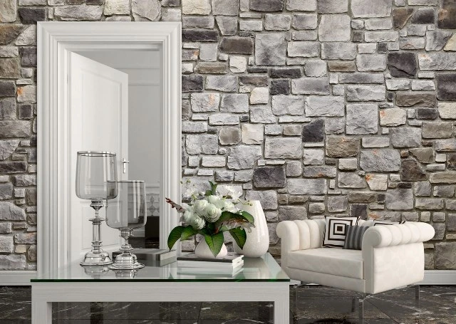 Yakın çekim doğal dokulu kültür taşı detay görseli