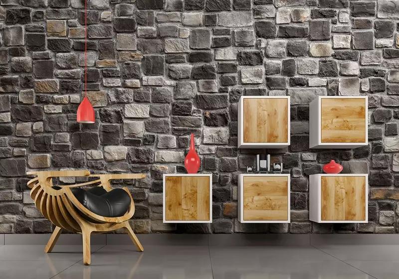 İç mekanın şık ve modern yapısı dekoratif kültür taşı