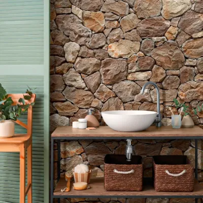 Rocky Kültür taşı Lavabo duvarında uygulanmış alanı