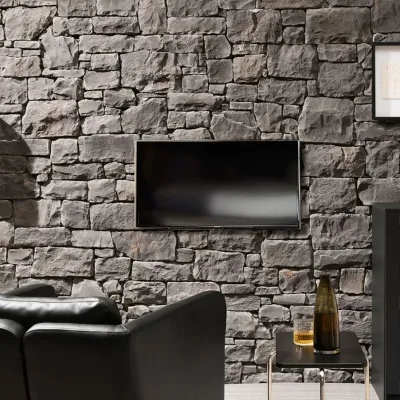 Plazma tv arkası şık modern taş kaplama