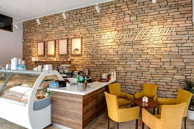 Canyon Craft kültür taşı kafe duvarı kaplama uygulaması