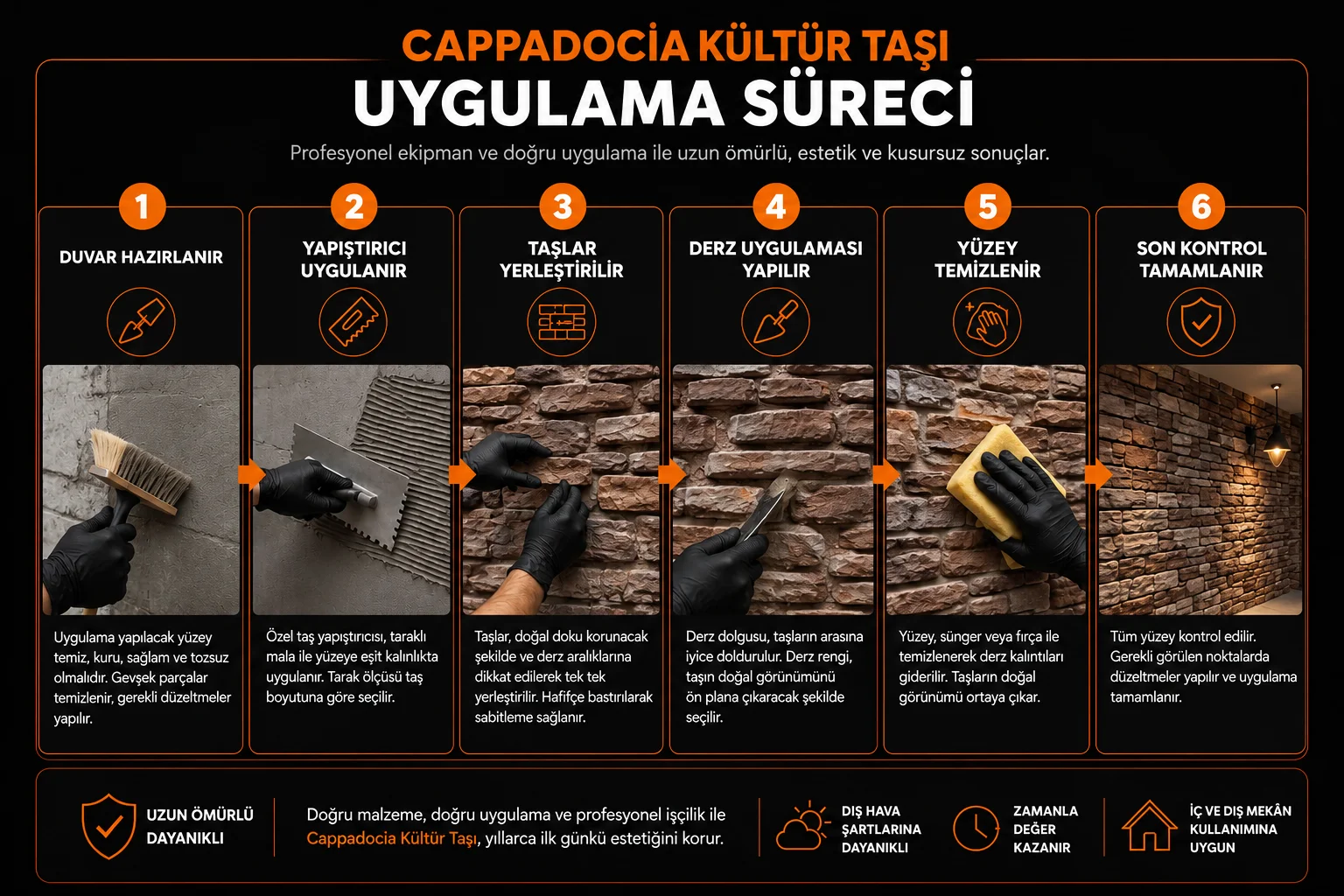 Cappadocia kültür taşı uygulama sürecinin altı adımı