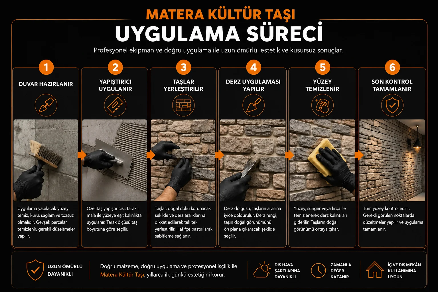 Matera kültür taşı uygulama sürecinin altı adımı