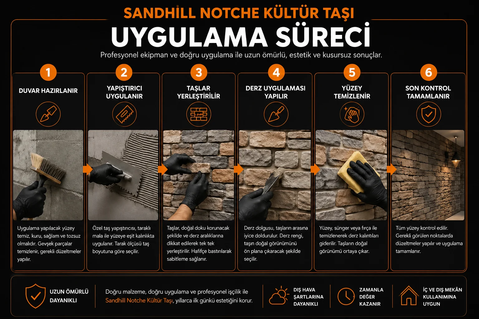 Sandhill Notche kültür taşı uygulama sürecinin altı adımı