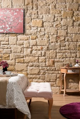 Tudor Kum yatak odası taş kaplama