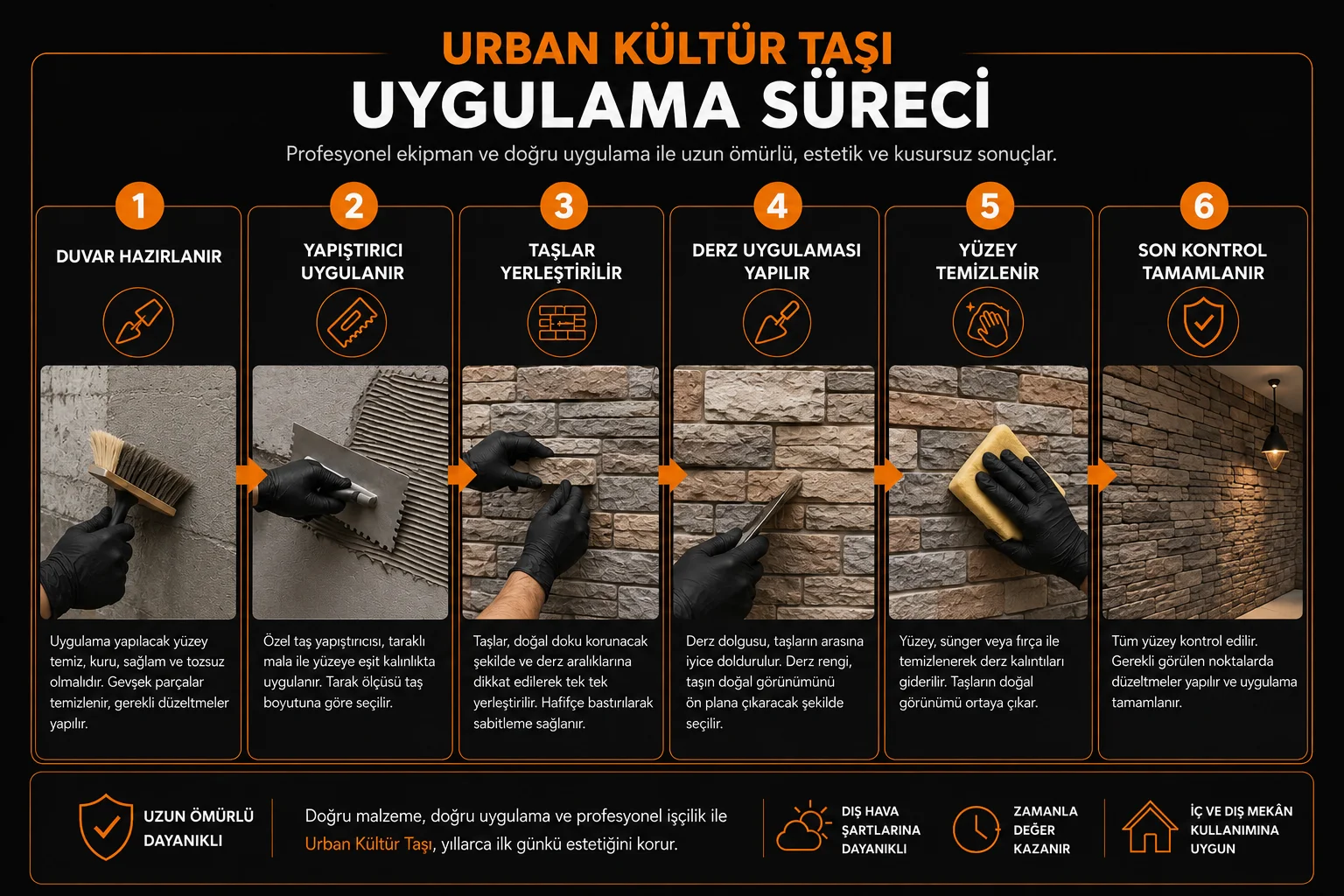 Urban kültür taşı uygulama sürecinin altı adımı