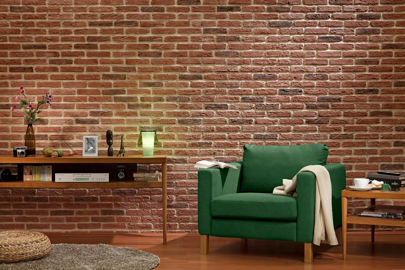 Granulbrick 20-30 kültür tuğlası duvar uygulaması örneği