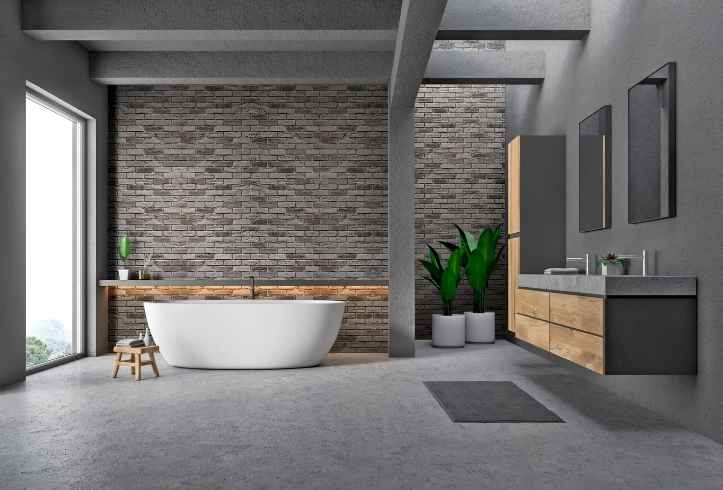 Loft kültür tuğlası banyo örneği